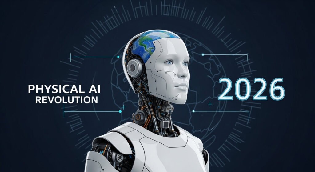 روبوتات الذكاء الاصطناعي الجسدي تعمل في مصنع حديث