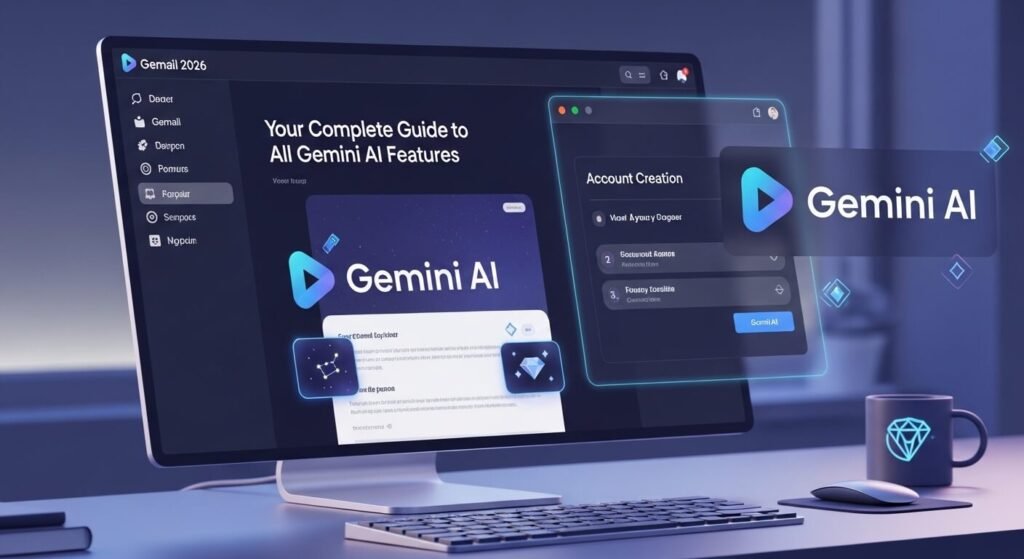 جيميل 2026 - شخص يستخدم Gmail بميزات Gemini AI على الحاسوب والهاتف