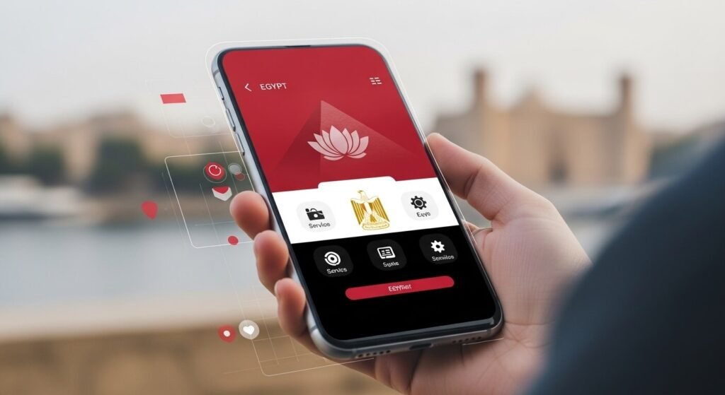 مصر الرقمية 2026 - شخص يستخدم هاتفاً ذكياً للوصول للخدمات الحكومية الإلكترونية