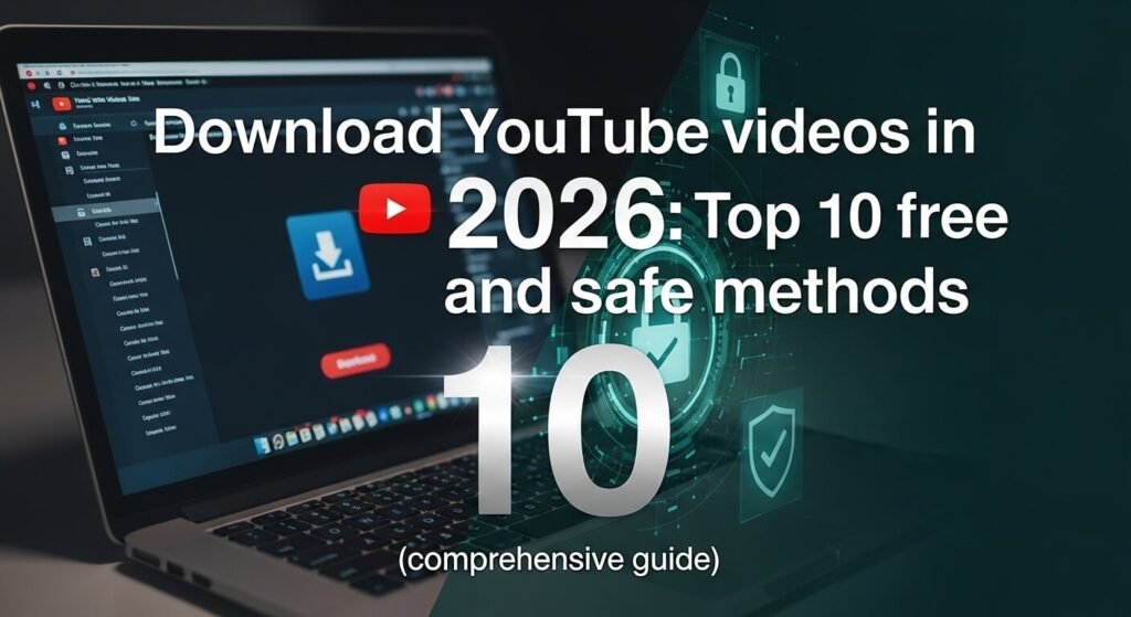 تحميل فيديو من يوتيوب 2026 - شخص يحمل فيديوهات على حاسوب وهاتف