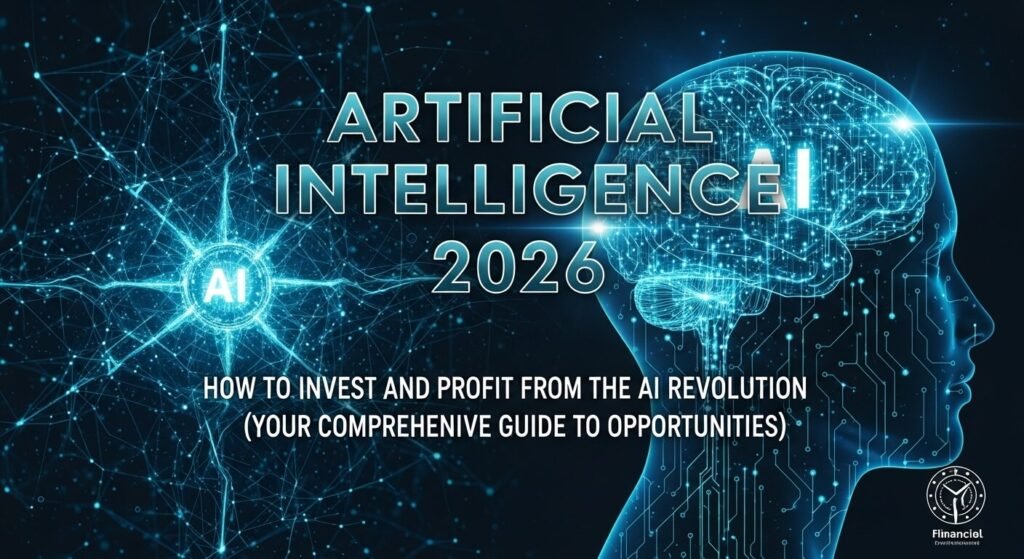الذكاء الاصطناعي 2026 - رسوم بيانية صاعدة مع رموز الدولار والعملات حول شعارات AI