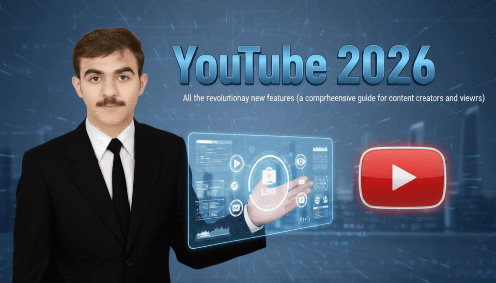 يوتيوب 2026 - صانع محتوى يستخدم ميزات يوتيوب الجديدة على الحاسوب والهاتف