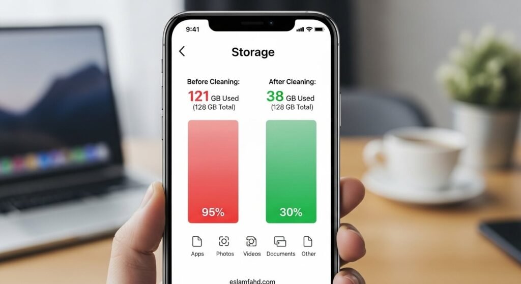 حل مشكلة ذاكرة هاتفك ممتلئة واسترجاع 10GB بدون حذف الصور في 2026