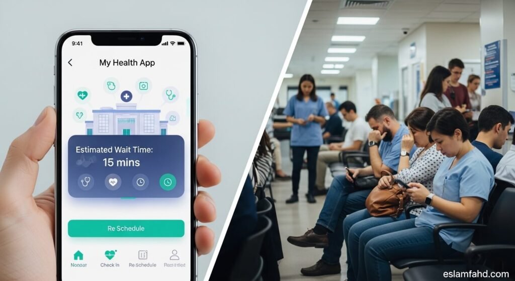 تطبيق صحتي 2026: مقارنة بين ساعات الانتظار في المستشفى وسهولة حجز المواعيد الفورية عبر الجوال