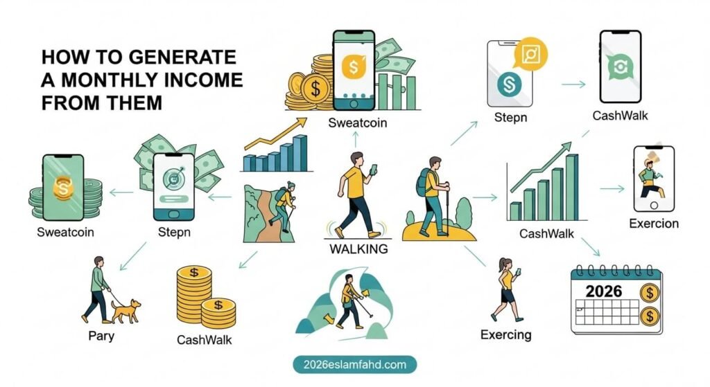 تطبيقات الربح من المشي 2026 – Sweatcoin وStepBet والأفضل لجني المال من الخطوات