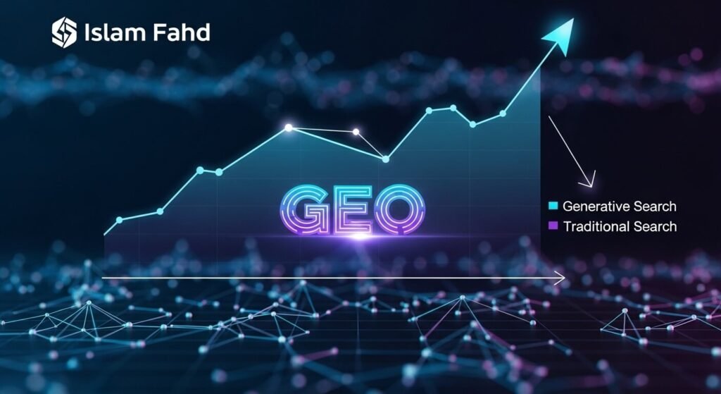 انفوجرافيك يشرح تقنية GEO لسيو 2026 وكيفية تصدر نتائج بحث الذكاء الاصطناعي